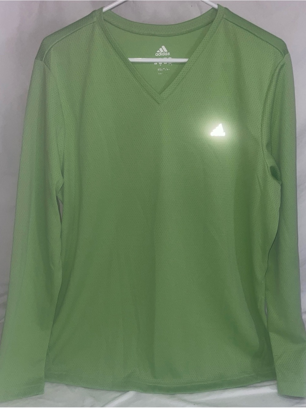 adidas Neon Green Short Sleeve Athletic Shirt with Reflective Logo